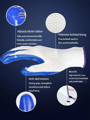Nitrile Work Gloves Non-slip Wear-resistant Breathable Safety Gloves for Industrial Labor Building Construction Seaside Clamming