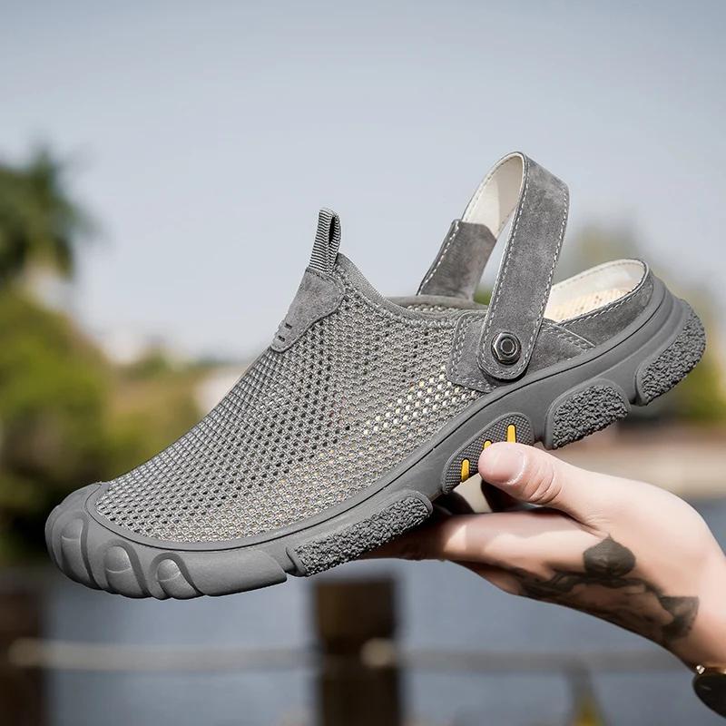 Mesh Men Casual Shoes Summer Outdoor Sneakers Loafers Non-slip Hiking Shoes Breathable Men's Treking Shoe Hollow Out Flats Male