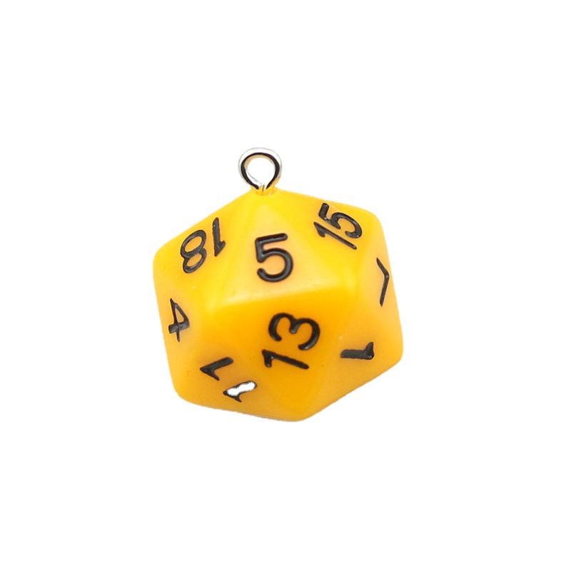 20-Sided Acrylic Dice Keychain - Transparent Solid Color Jewelry Charm