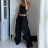Akiyo Studio American vintage Wide Leg Overalls Women Loose Straight Ankle-tied Gyaru Casual Sweat pants