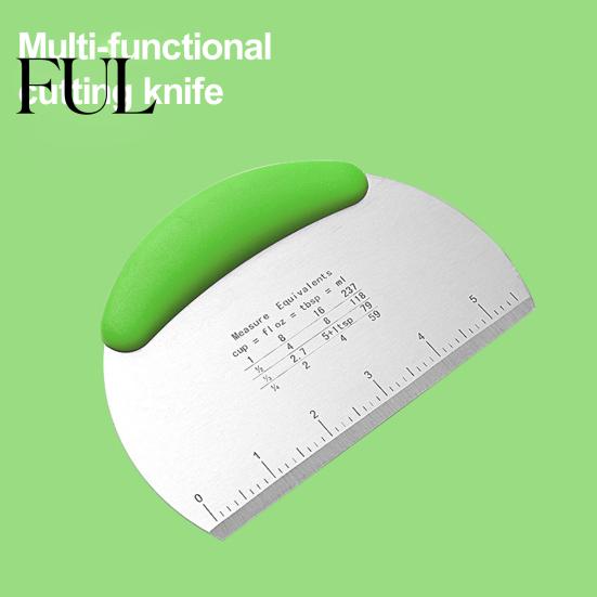 Effortless To Use Dough Cutter Stainless Steel Bench Scraper Double-scale Design Pastry Non-Slip Handle Tool for Home Food-grade