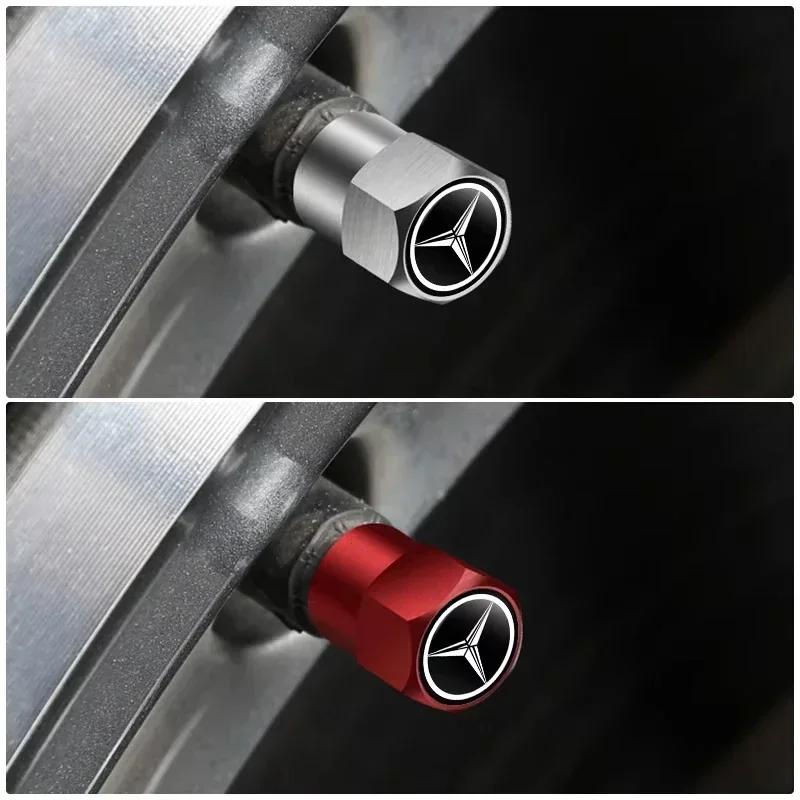 New For Mercedes Benz 4Pcs Metal Car Tire Valve Caps Wheel Dust Cover Car Accessories for Mercedes Benz AMG W204 W211 W212 W213