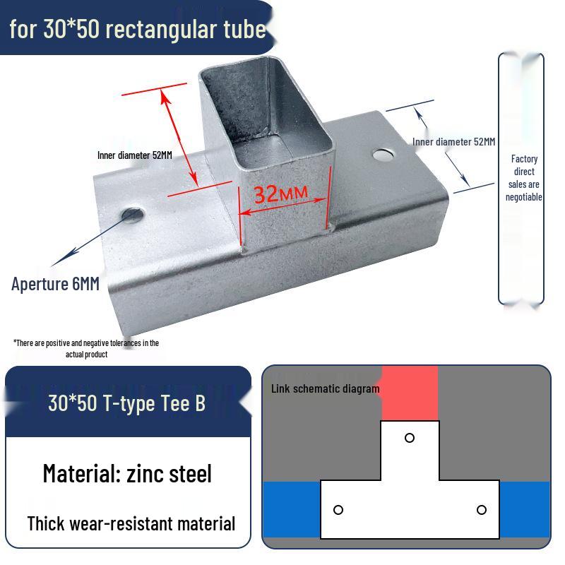Connettori per Tubi Rettangolari a 3 e 4 Vie Senza Saldatura, Set Completo per Tubi Quadrati 40x60.