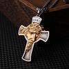 Vintage Stainless Steel Cross Necklace Pendant Portrait Titanium Steel Jewelry Hip Hop Style
