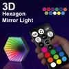 3D Hexagonal Mirror Lamp Computer Desktop Ambient Light RGB Remote Control Music Smart APP Control Night Lights Party Creat Gift
