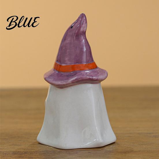 Cute Ghost Pumpkin Wizard Hat Decor Halloween Ceramic Tealight Holder Lighted Figurine with Ornament for Home Witch Hat Tiered Tray Tabletop