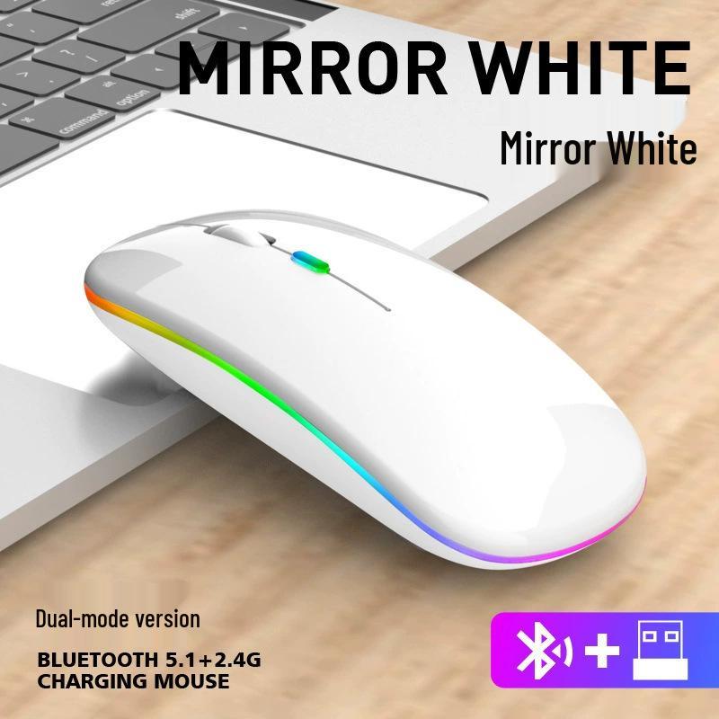 Dual-Mode Ultra-Thin Rechargeable Bluetooth Silent Mouse with Luminous Feature for Office and Tablet Use