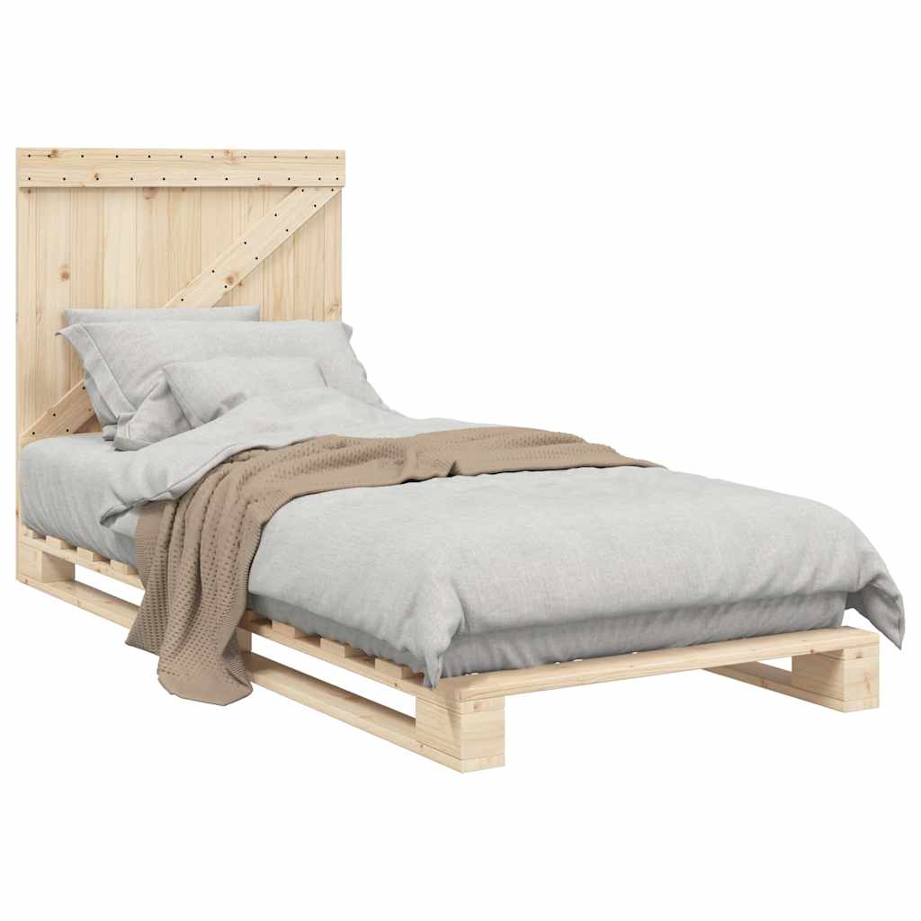 Solid Wood Bed with Headboard 90 x 200 cm Pine