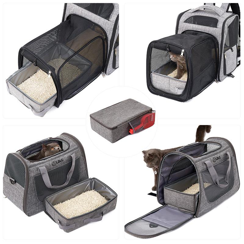 Portable Folding Travel Cat Litter Box Reusable Waterproof Oxford Cloth Dog Toilet with Zipper Lid Pet Cleaning Supplies