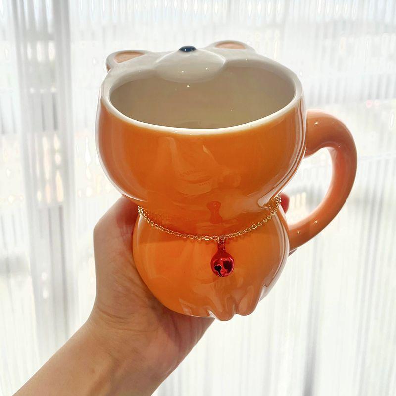 Cartoon Animal Open The Mouth Mug Ceramic Porcelain Cat Rabbit Bear Coffee Tea Mug With Handle Breakfast Cup