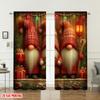 Set Of 2 Flat Printing Christmas Hot Curtains Gnomes Winter Snow Digital Printed Polyester Drapes Party Holiday Decor Curtain Made