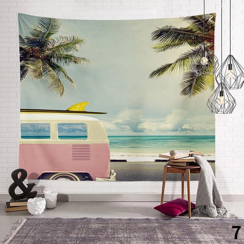 Wandteppich mit tropischen Pflanzen, Palmblättern, für den Sommer, Grünpflanzen, Party für die Inneneinrichtung, Ästhetik, Wandteppich mit Blättern