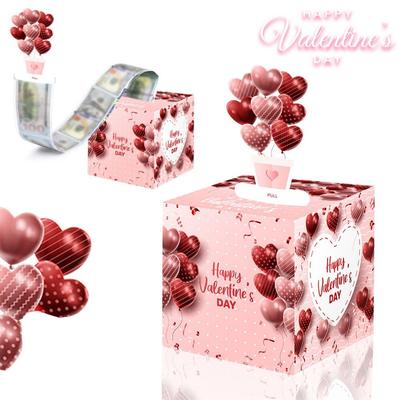 Kreative Papier-Valentinstags-Spardose Überraschung Herausziehbare Bargeld-Pull-Geschenkboxen Geldgeschenkboxen Hochzeit