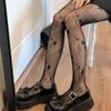 Classic Women Lolita Hollowed Out Lace Mesh Stockings Bottomed Pantyhose Tights Lolita Retro Floral Rattan Black Stocking