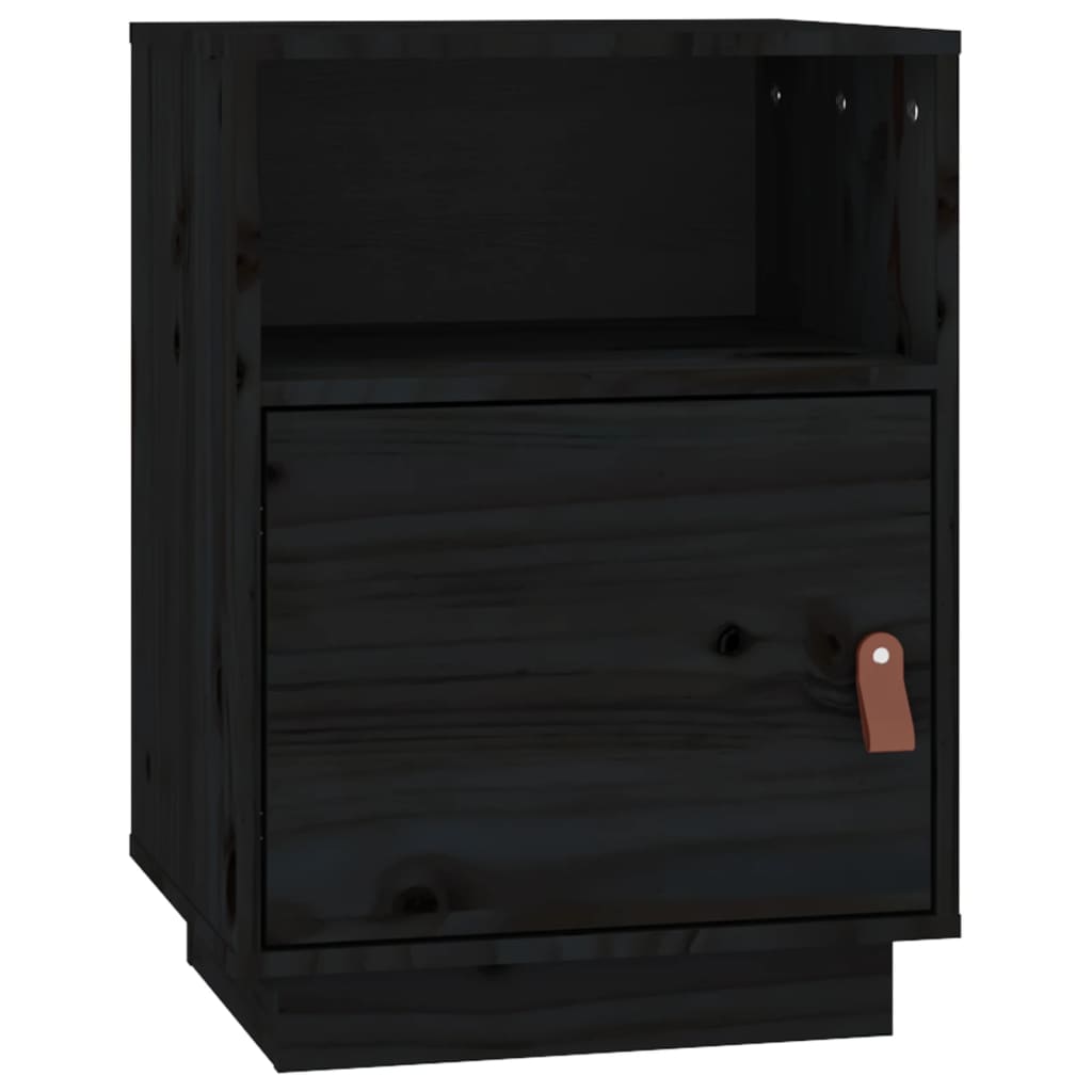 Nightstand Black 40x34x55 Cm Solid Pine Wood