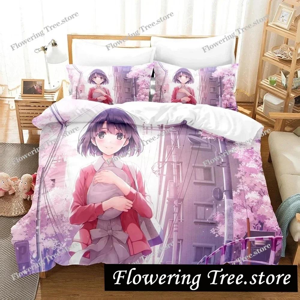 Anime Saekano Megumi Eriri Ložní souprava Chlapci Dívky Velikost Twin Queen Povlak na přikrývku Povlak na polštář Postel Děti Dospělí Domácí textil