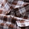 Camisas Xadrez Business Casual de Algodão Puro Escovado Dupla Face Manga Longa Flanela Outono Macia Masculina Clássica Nova Alta Qualidade