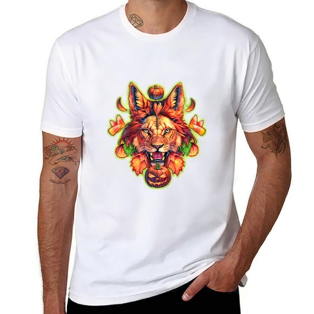 Candy Corn Cat Tshirt Basic Plain Short Sleeve Crew Neck Tee Tshirt