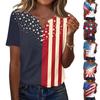 Women's T Shirt Independence Day Print Button Short Sleeve Daily Weekend Fashion Basic V- Neck Regular Top