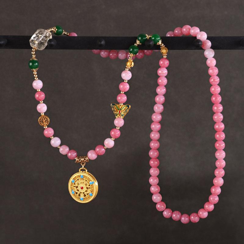 Chinese Style Pearl Necklace Hanfu Accessory Zinc Alloy Hollow Carved Pendant Long Chain Necklace