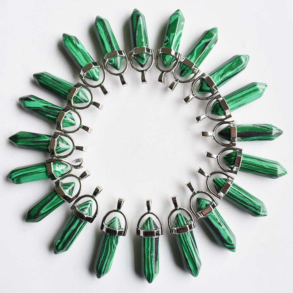 24pcs/lot Fashion quality assorted natural stone mixed pillar charms chakra Pendants & necklaces for making free