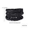 4pcs/set Bohemia Bracelets Bangles For Men Multilayer Woven Leather Vintage Ethnic Jewelry Bracelet