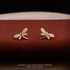 18K Gold-Plated Dragonfly Stud Earrings - Elegant S925 Sterling Silver Niche Design.