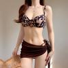 1011 new European and American sexy leopard print bikini swimsuit three-piece split big chest vacation swimsuit pure desire