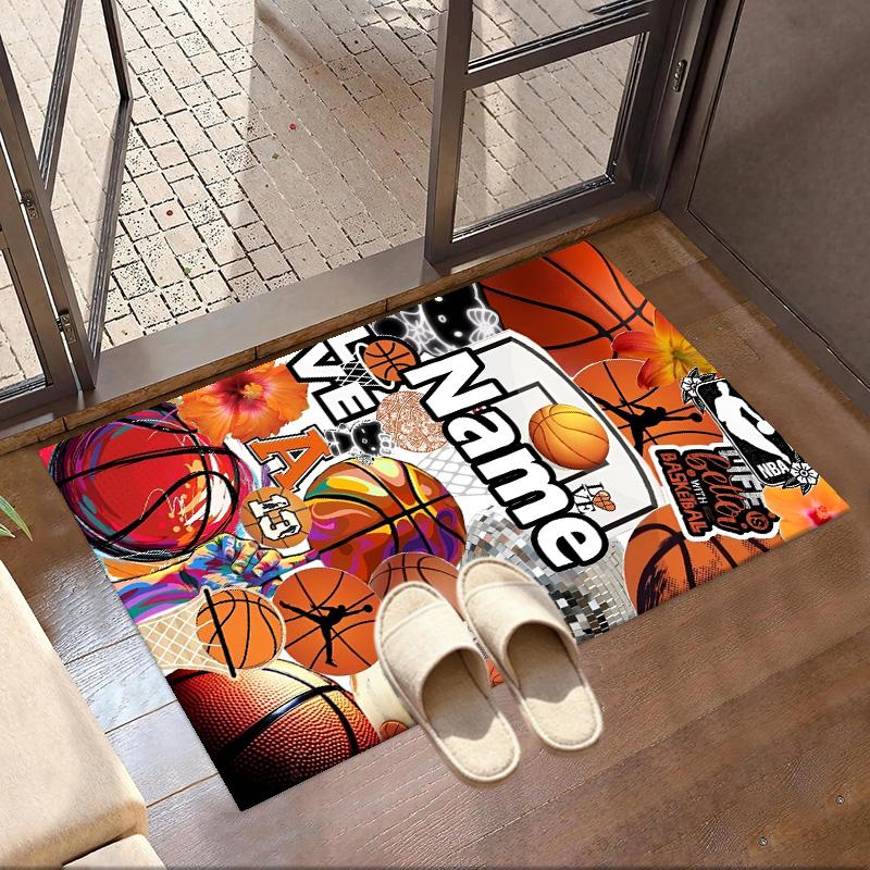 Custom Name Personalized NBA Print Carpet, Versatile Home Decor Rug, for Playroom, Apartment, Balcony, Entryway, Hallway Gift