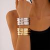 Kaimei 2025 Fashion Jewelry Design Metal Surface Multi-layer Circle Opening Bracelet Chunky Polish Gold Bangle Bracelet Women
