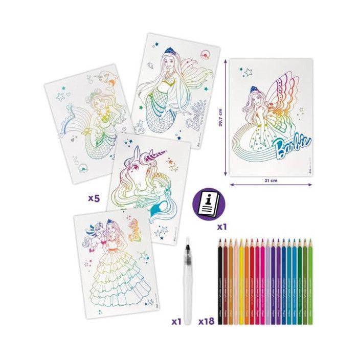 Aquarell-Aktivität - Maped - Aqua'Art Barbie - 18 Stifte - Wasserpinsel - 5 Poster