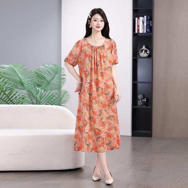 

New Arrival Summer Maternity Dress - Women s Loose, Short-Sleeved Cotton Silk Skirt 4XL (suggested for 72.5-87.5 kg)