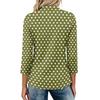 Damen Casual Poloshirt Lockerer Schnitt Dreiviertelarm Oberteil Knopfleiste Pünktchenmuster Leichter Bequemer Stoff