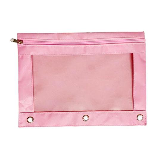 3 Ring Binder File Folder Colorful Fabric Binder Pouch with Clear Window Large Capacity Pencil Pouch for School Office Supplies
