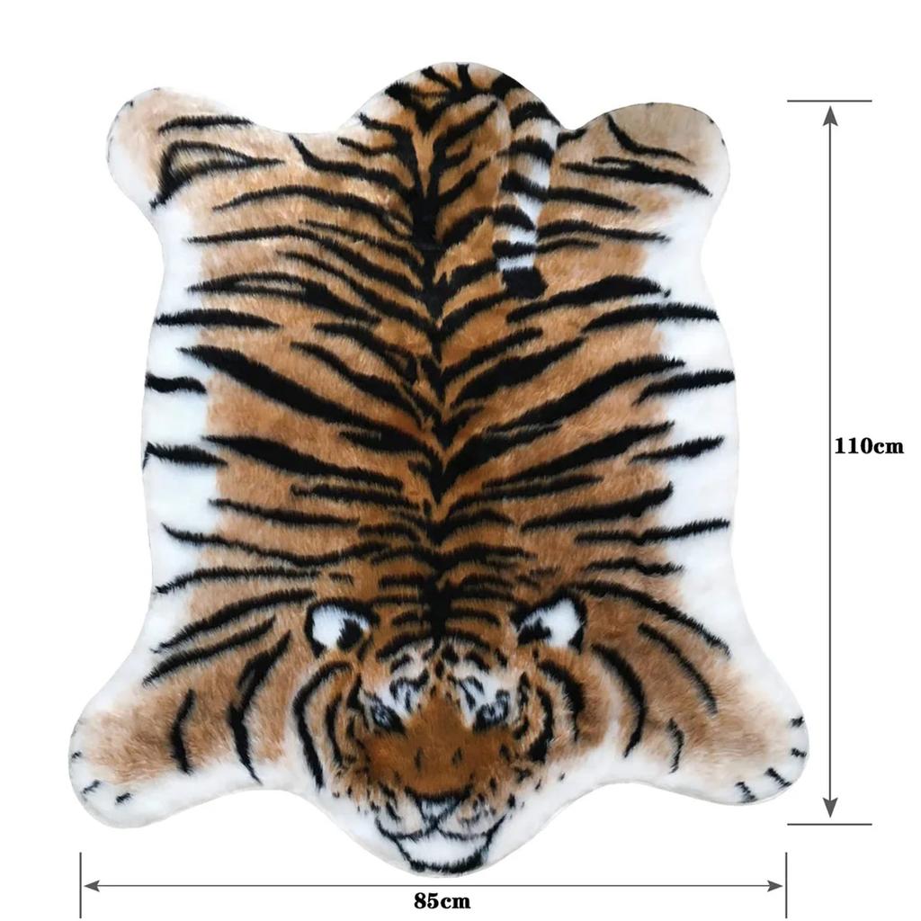 110x85cm Soft Fluffy Tiger Faux Fur Carpet Imitation Tiger Hide Printed Animal Skins Area Rug Faux Fur Cute Rugs