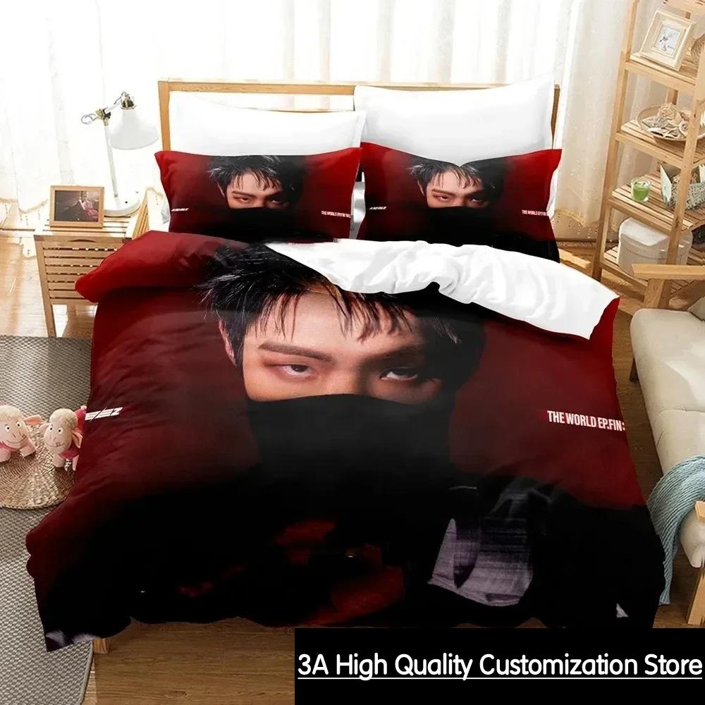 El Mundo Ep.fin Will ATEEZ Juego de Ropa de Cama Funda Nórdica Juego de Cama Funda de Colcha Funda de Almohada Edredón tamaño King Queen Ropa de Cama para Niños Adultos