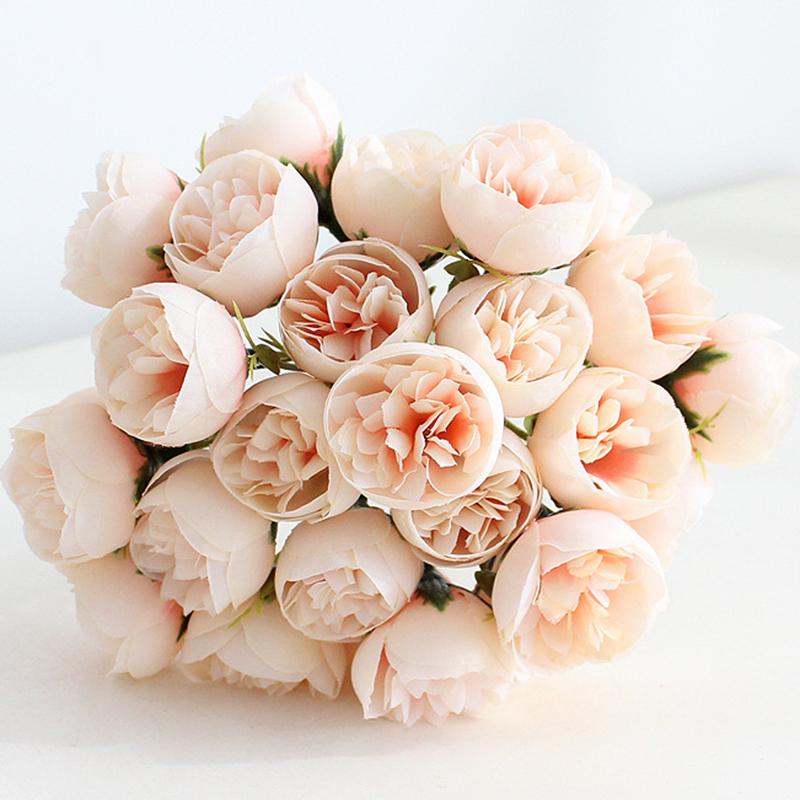 27 Heads Artificial Camellia Flowers Peony Rose Bouquet Bride Flower For Wedding Party Office Home Decoration