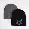Korean Style Knit Hat With Bunny Embellishments For Autumn Winter Warmth