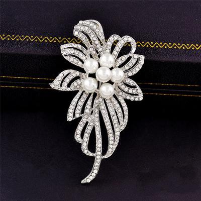 Crystal Zinc Zinc Alloy Gifts For Women Bouquet Imitation Pearls Accessories Corsage Jewelry Brooches Pins