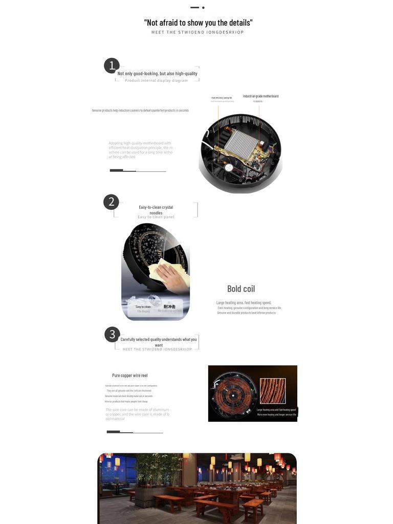 Rund induksjons-hot pot-koker, 800W-3000W, knappkontroll, høy effekt, gratis frakt