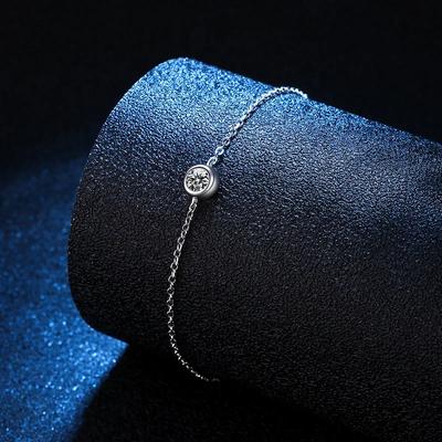 925 Silver Real 1 Carat Moissanite Diamond Anklet Bracelet For Women Sparkling Party Fine Jewelry Valentine Gifts