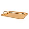 Metal Serving Tray with Beads European Decorative Rectangular Mirror Serving Platter with Handle for Table Centerpiece