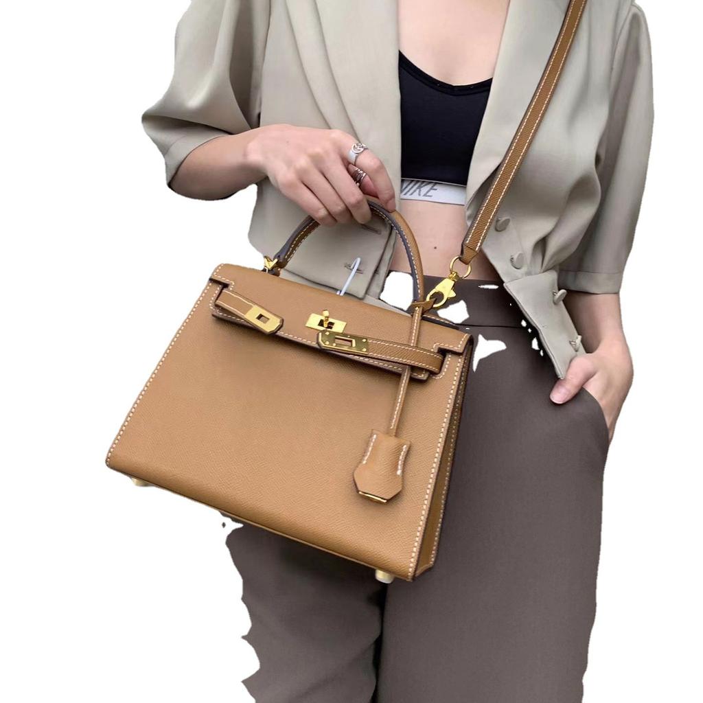 Palmprint genuine leather second-generation single-shoulder women's bag crossbody ins handbag with contrasting color design