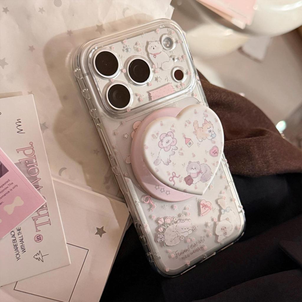 Süße Kätzchen-Herzförmige Magnetische Handyhülle für iPhone 16, iPhone 17 und iPhone 17 Pro Max