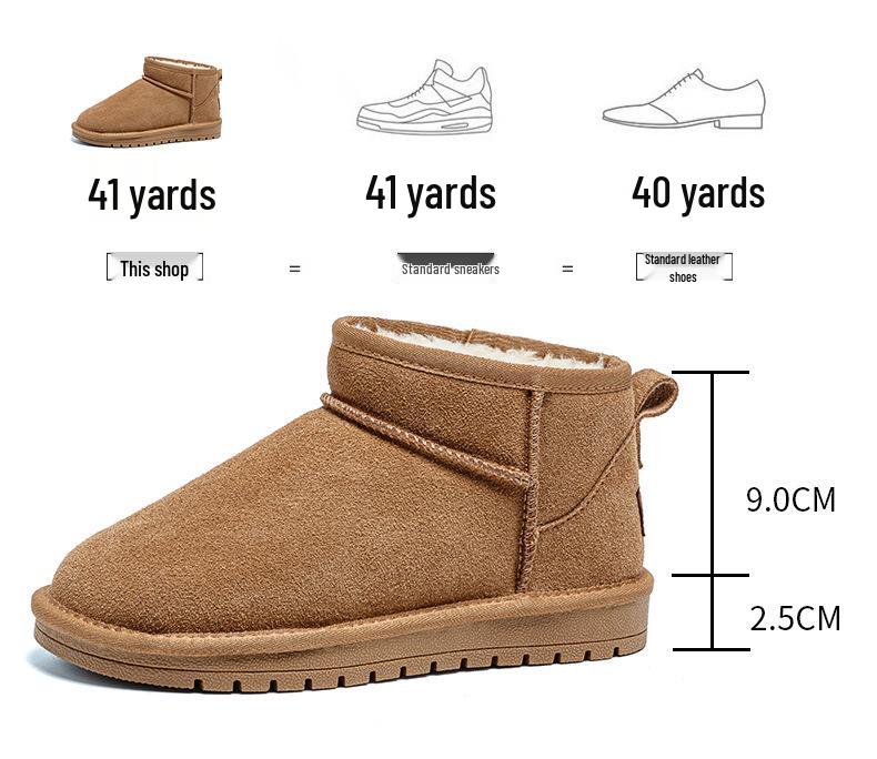 Women's 2025 Winter Rain and Snow Boots - Leather, Fur-Integrated, Warm, Non-Slip, Genuine Leather Short Boots