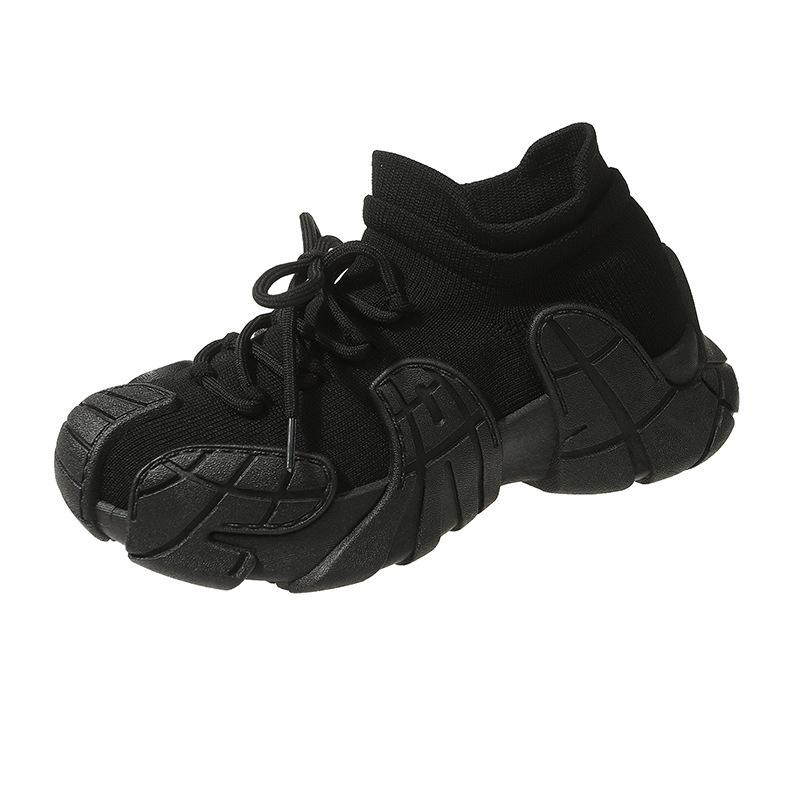 Running dad shoes new fly-woven sports shoes casual thick-soled lightweight ugly cute elastic socks shoes women's spring and autumn