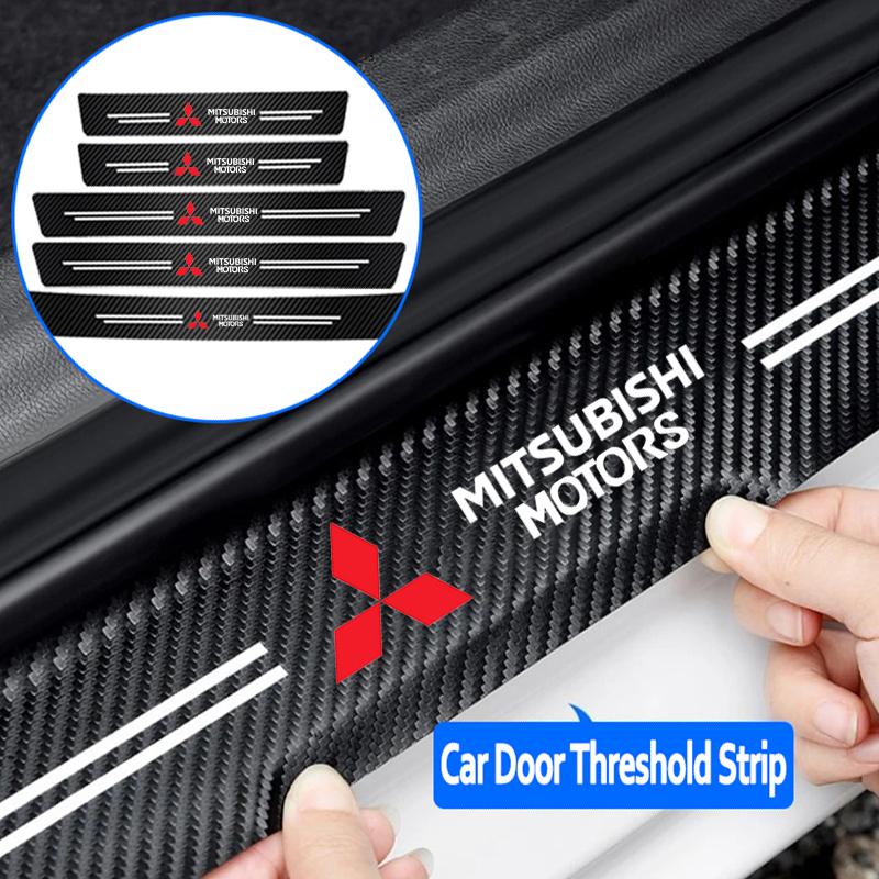 Car Door Sill Carbon Fiber Sticker Auto Protector Strip Waterproof For Mitsubishi Eclipse Lancer Outlander Pajero ASX Colt I200 WM1