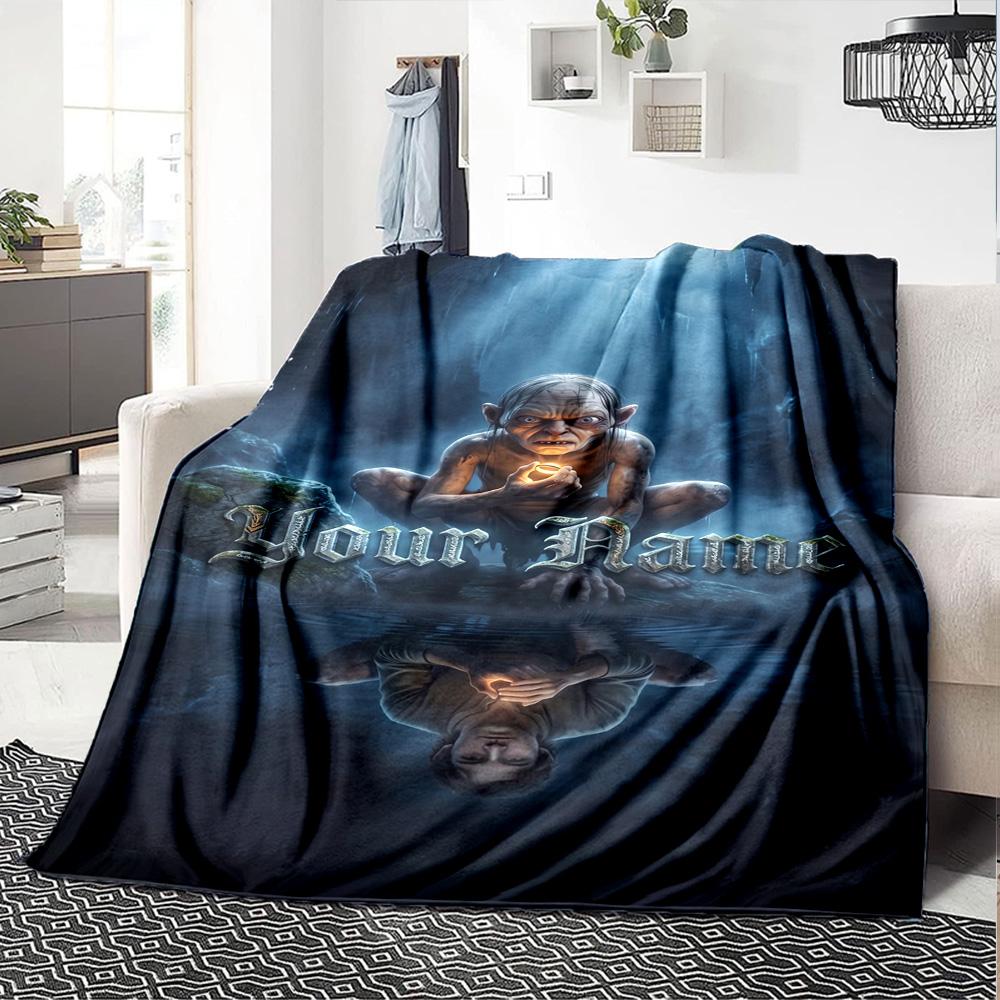 Lord Rings Personalized Text Blanket Cozy Customizable Blanket Soft Warm Cozy Throw For Bedding Bed Living Room Seaside Ideal for All Seasons
