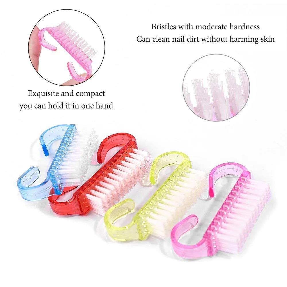 Plastic Nail Brushes Mix Color Nail Hand Scrubbing Cleaning Brush Dust Cleaner Nail Art Manicure Soft Remover Tools