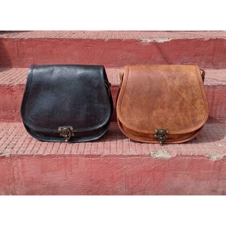 Vintage Saddle Bag Leather Brown/Black Messenger Shoulder Cross-body Bag